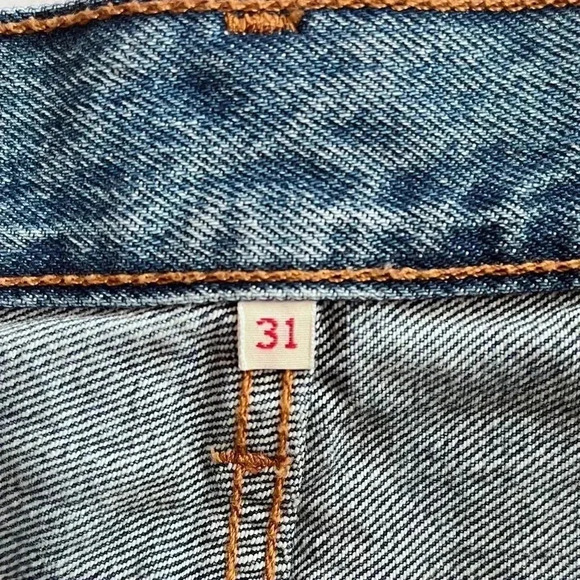 Levi’s Waterless Button Fly Raw Hem Deconstructed Denim Mini Skirt Size 31 - Picture 11 of 14